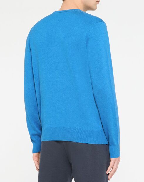 Pull en Coton & Soie col rond bleu vif