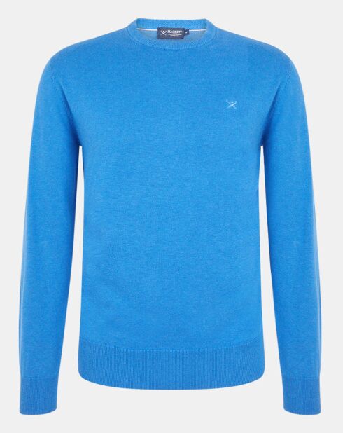 Pull en Coton & Soie col rond bleu vif