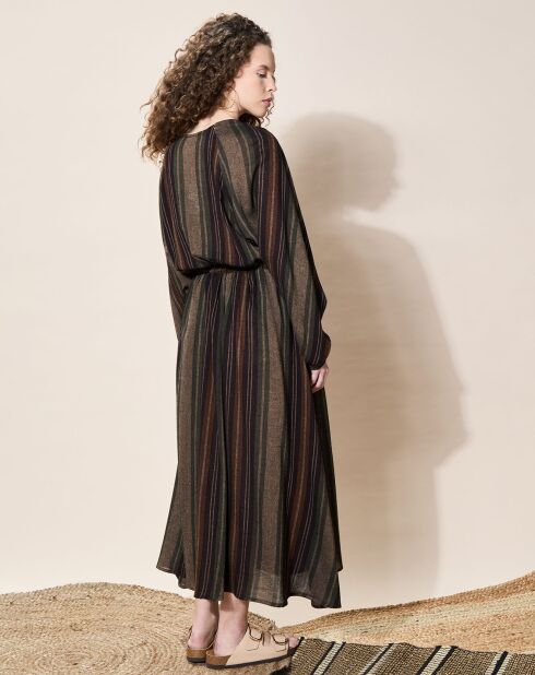 Robe en Laine mélangée Eglantine rayée Vert/Noir