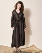 Robe en Laine mélangée Eglantine rayée Vert/Noir