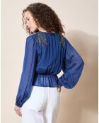 Blouse satinée Airbag  bleue