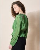 Blouse satinée Airbag  verte