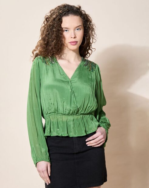 Blouse satinée Airbag  verte