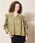 Blouse 100% Coton Bio Damud imprimée kaki