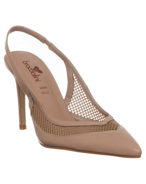 Slingbacks Chloé marron - Talon 9 cm