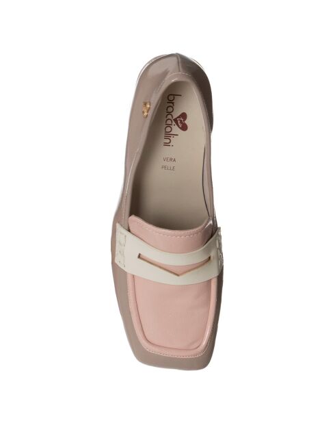 Mocassins Caroline beige/rose - Talon 5 cm