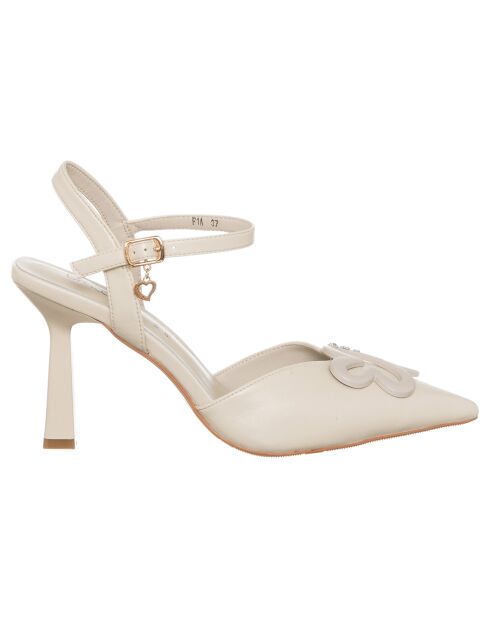 Beigefarbene Pumps von Hilona mit 9 cm Absatz