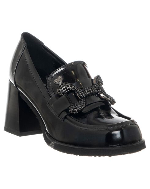 Mocassins Sixtine noirs - Talon 7.5 cm