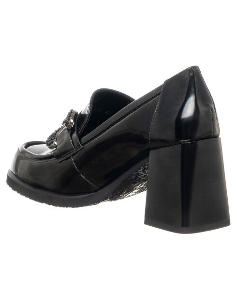 Mocassins Sixtine noirs - Talon 7.5 cm