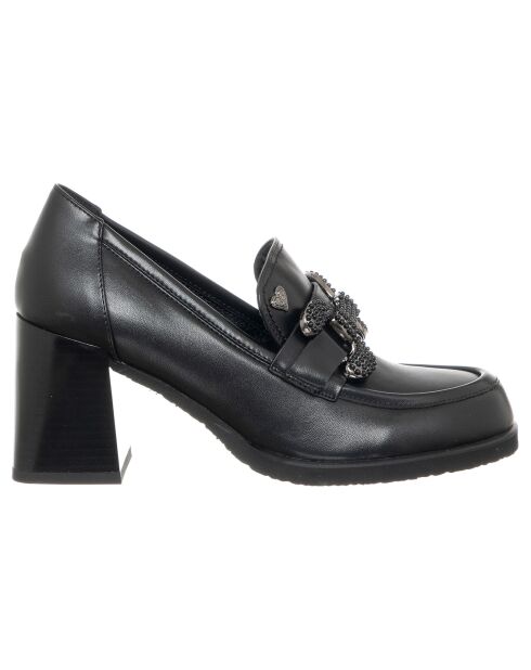 Mocassins Sixtine noirs - Talon 7.5 cm