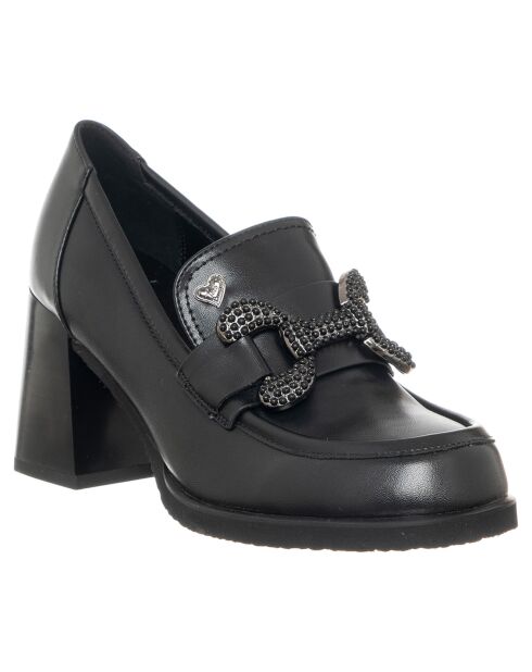 Mocassins Sixtine noirs - Talon 7.5 cm