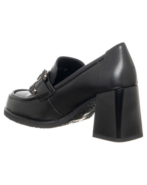 Mocassins Sixtine noirs - Talon 7.5 cm