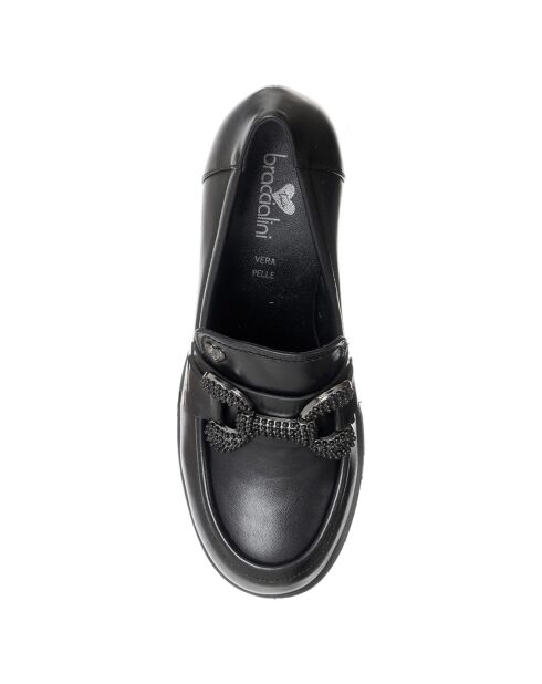Mocassins Sixtine noirs - Talon 7.5 cm