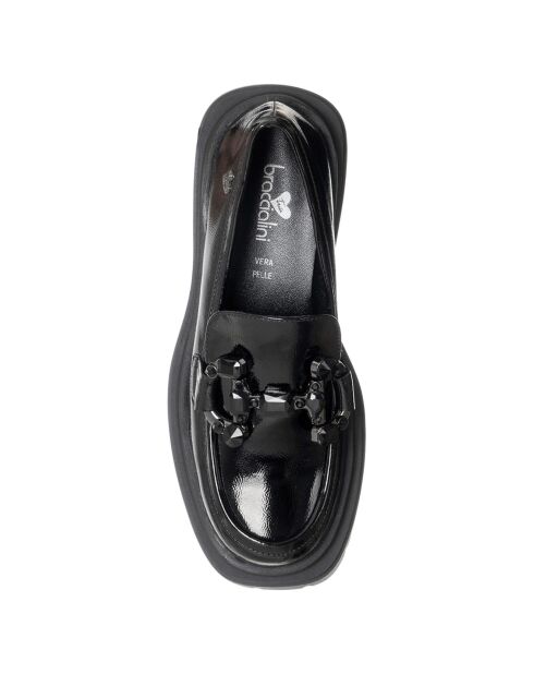 Mocassins Rosine noir vernis - Talon 5 cm