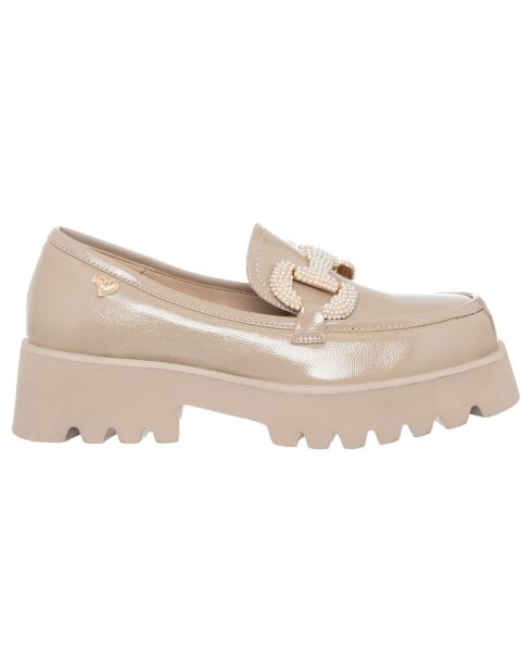 Mocassins Rosine beiges - Talon 5 cm