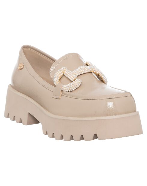 Mocassins Rosine beiges - Talon 5 cm