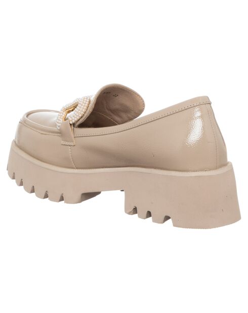 Mocassins Rosine beiges - Talon 5 cm