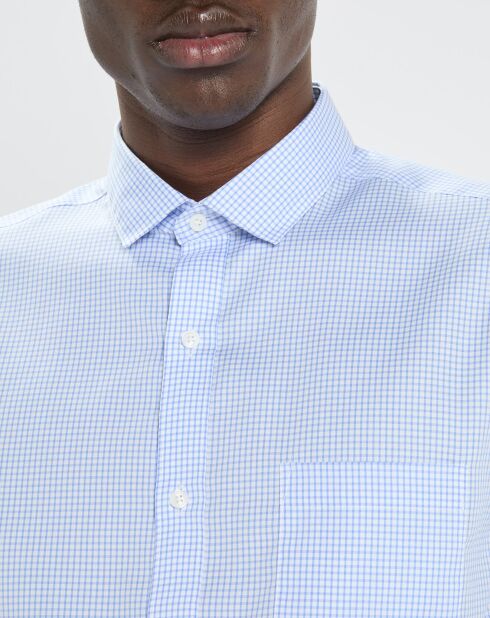 Chemise regular fit à carreaux sans repassage bleu clair