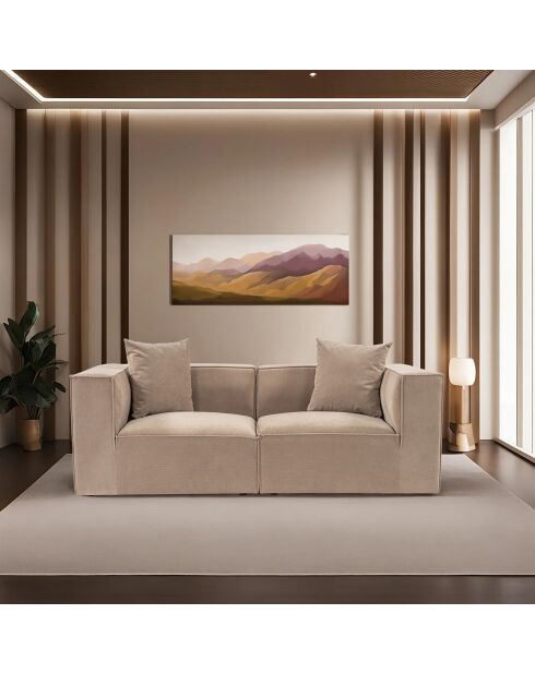 Canapé en Lin Sora 2 places cappucino - 220x75x102 cm