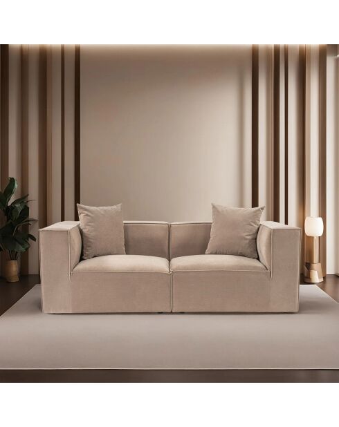 Canapé en Lin Sora 2 places cappucino - 220x75x102 cm