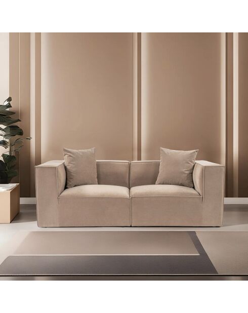 Canapé en Lin Sora 2 places cappucino - 220x75x102 cm