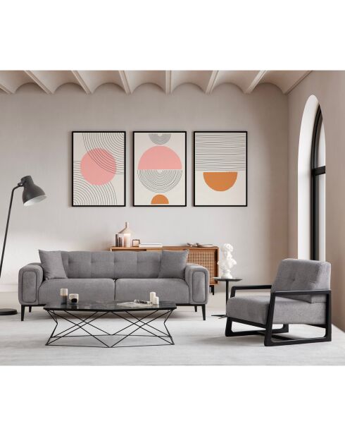 Canapé semi-convertible Athena 3 places gris clair - 225x92x76 cm