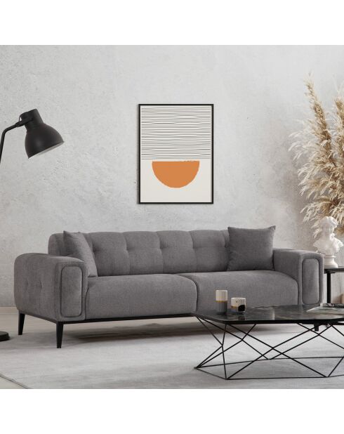 Canapé semi-convertible Athena 3 places gris clair - 225x92x76 cm