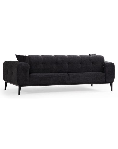 Canapé semi-convertible Athena 3 places noir - 225x92x76 cm
