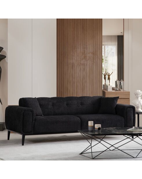 Canapé semi-convertible Athena 3 places noir - 225x92x76 cm