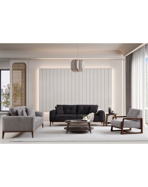 Canapé semi-convertible Sinor 3 places gris clair - 225x92x75 cm