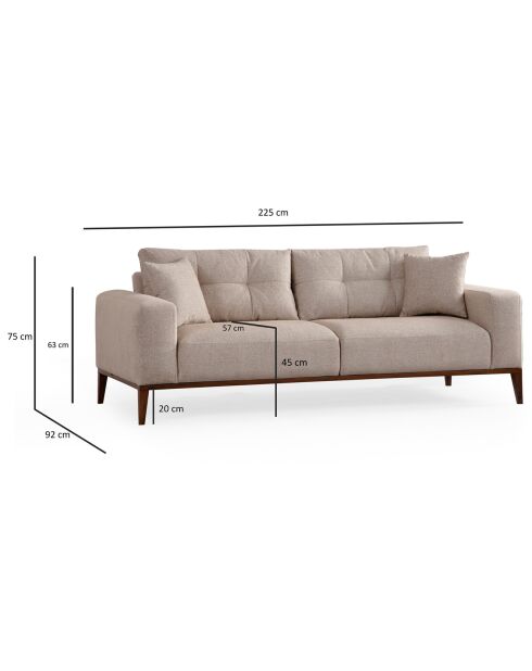 Canapé semi-convertible Sinor 3 places beige - 225x92x75 cm