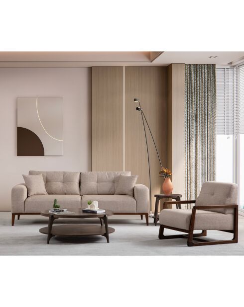 Canapé semi-convertible Sinor 3 places beige - 225x92x75 cm