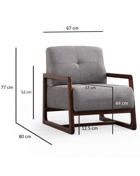 Fauteuil Athena gris clair/walnut - 72x60x81 cm