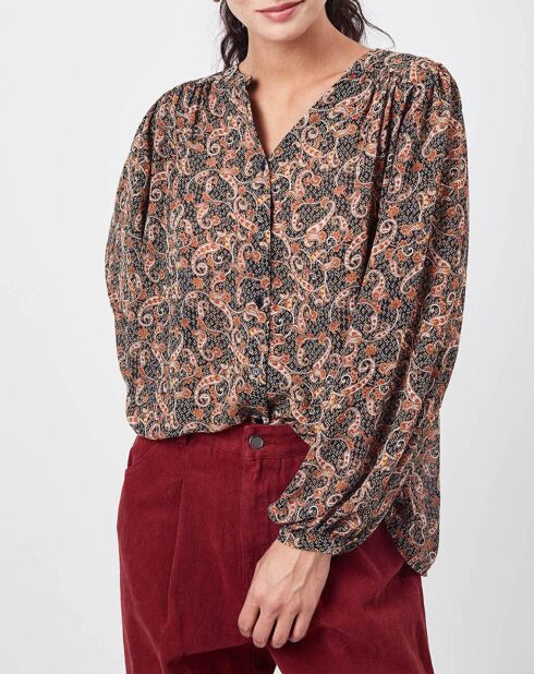 Chemise Chérimole imprimée noir/marron