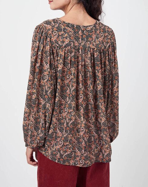 Chemise Chérimole imprimée noir/marron