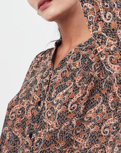 Chemise Chérimole imprimée noir/marron