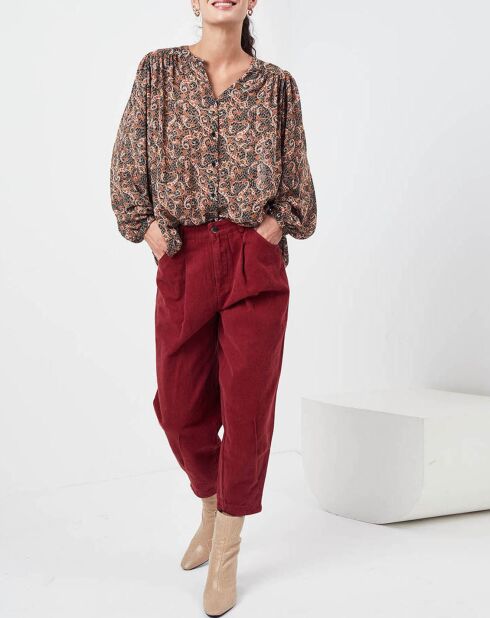 Chemise Chérimole imprimée noir/marron