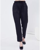 Pantalon satiné Freesia imprimé ton sur ton noir