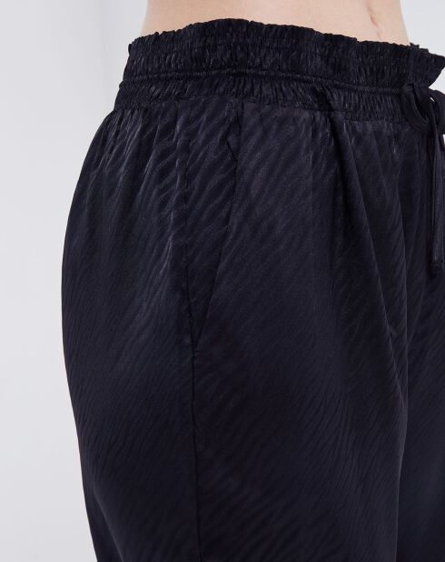 Pantalon satiné Freesia imprimé ton sur ton noir