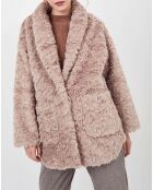 Manteau en fausse fourrure Menthe vieux rose