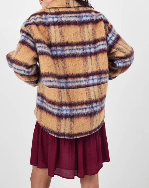 Veste fourrée en Laine mélangée Vitelotte beige foncé/multicolore