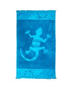 Telo mare Kariba in spugna velour verde/blu - 90x170 cm