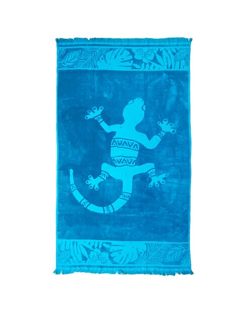 Kariba Strandtuch aus Veloursfrottee grün/blau - 90x170 cm