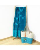 Telo mare Kariba in spugna velour verde/blu - 90x170 cm