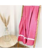 Fouta nid d'abeille Melissa Xl rose - 200x200 cm