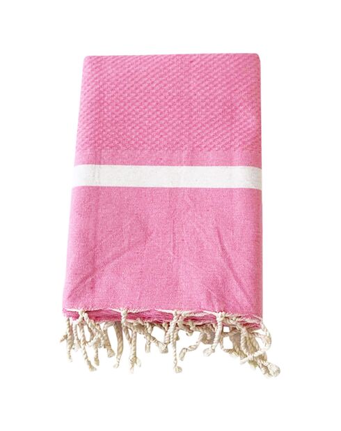 Fouta nid d'abeille Melissa Xl rose - 200x200 cm