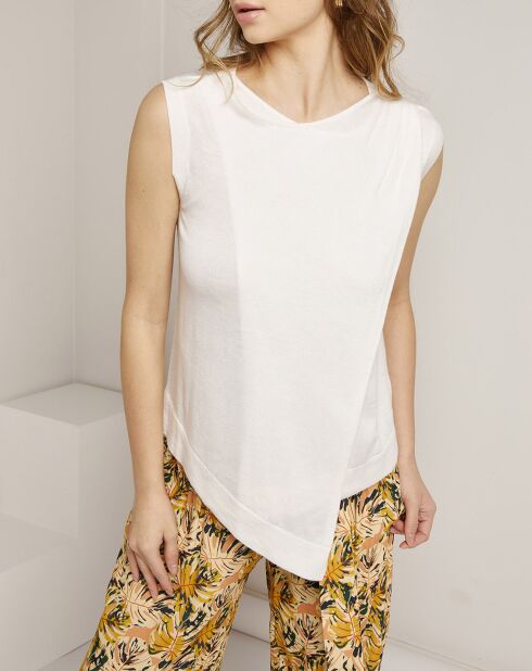 Mia weißer ärmelloser Pullover