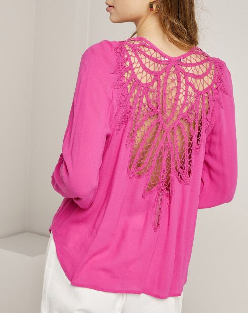 Chemise Londres ajourée fushia