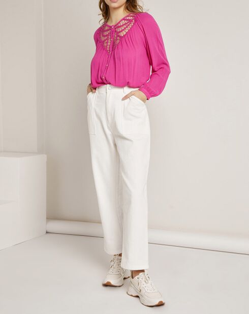 Chemise Londres ajourée fushia