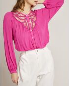 Chemise Londres ajourée fushia